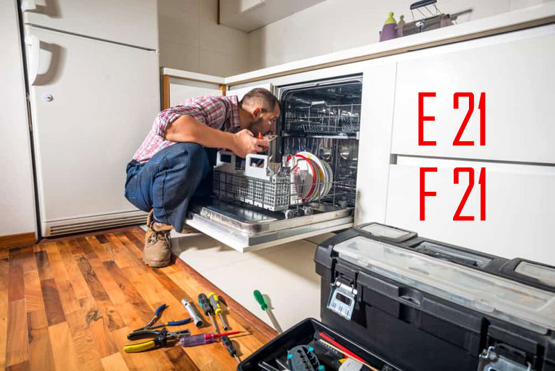 پیغام خطای e21 و f21 در ماشین ظرفشویی بوش	