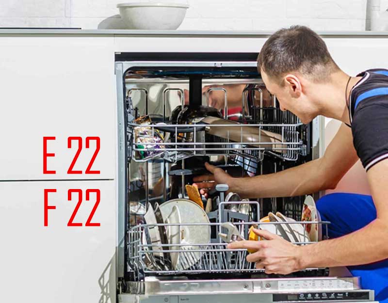پیغام خطای e22 و f22 در ماشین ظرفشویی بوش