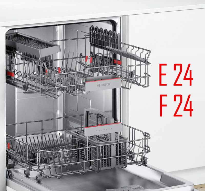 پیغام خطای e24 و f24 در ماشین ظرفشویی بوش	